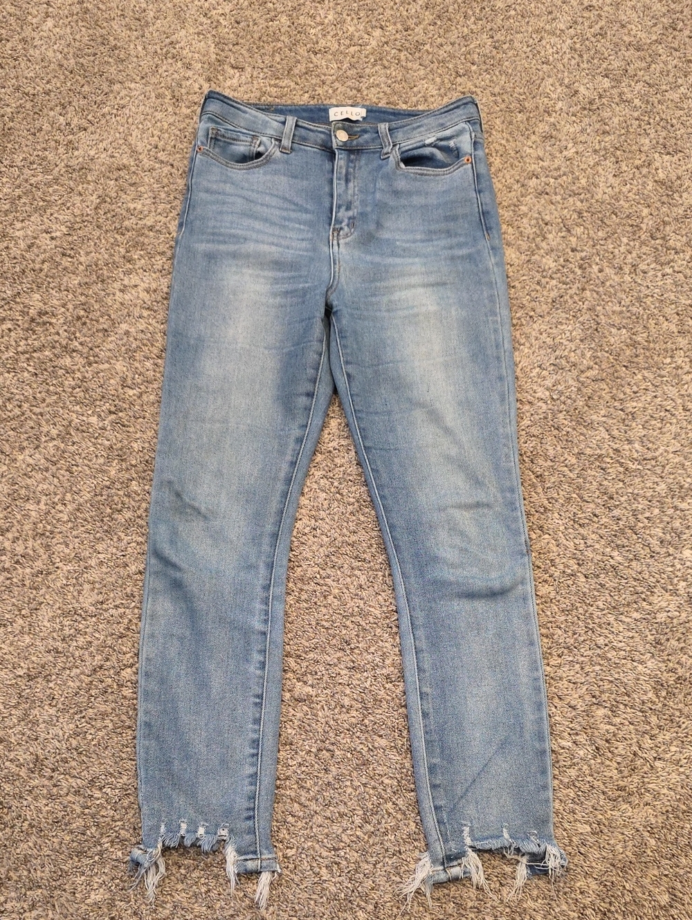 Cello Light Blue Cropped Skinny Jeans with Raw Hem